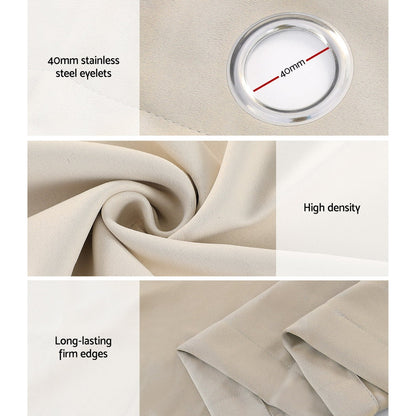 2X Blockout Curtains Blackout Window Curtain Eyelet 240x230cm