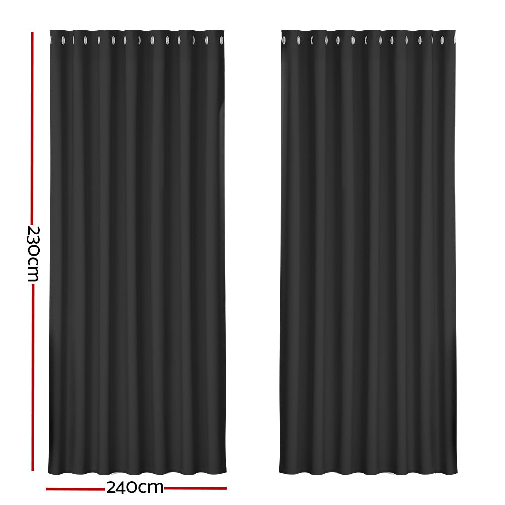 2X Blockout Curtains Blackout Window Curtain Eyelet 240x230cm