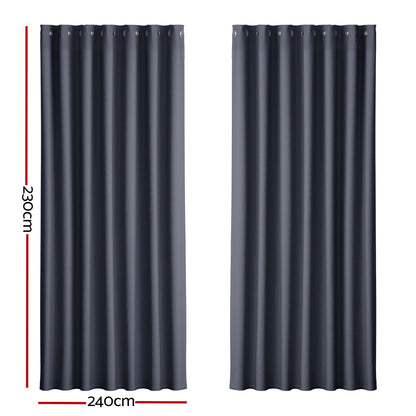 2X Blockout Curtains Blackout Window Curtain Eyelet 240x230cm