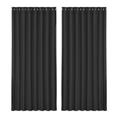 2X Blockout Curtains Eyelet 300X230Cm Black