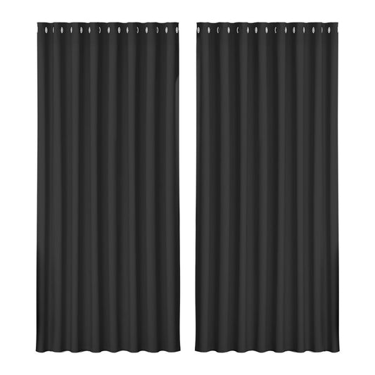 2X Blockout Curtains Eyelet 300X230Cm Black