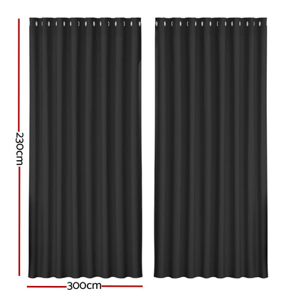 2X Blockout Curtains Eyelet 300X230Cm Black