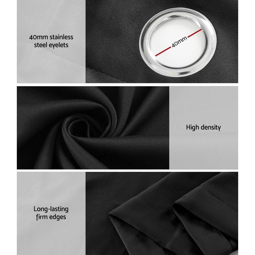2X Blockout Curtains Eyelet 300X230Cm Black