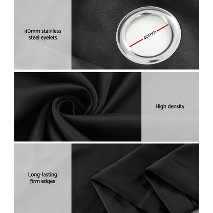 2X Blockout Curtains Eyelet 300X230Cm Black
