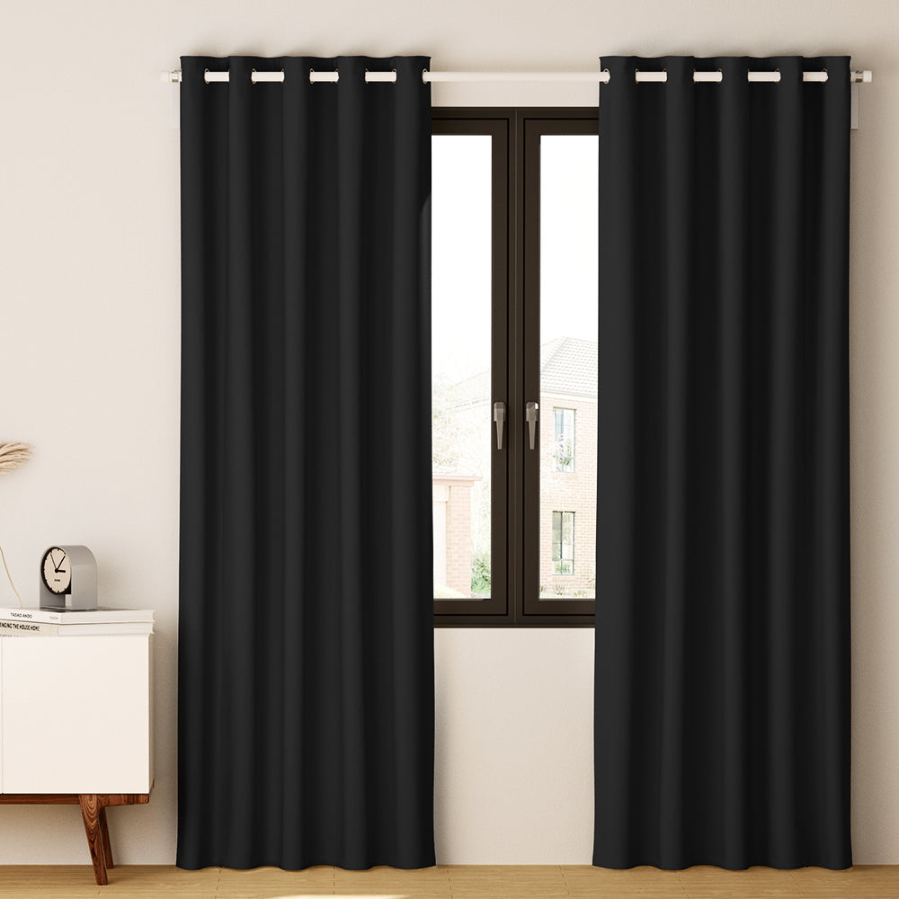 2X Blockout Curtains Eyelet 300X230Cm Black