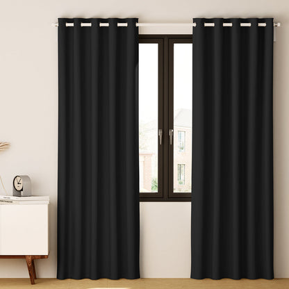2X Blockout Curtains Eyelet 300X230Cm Black