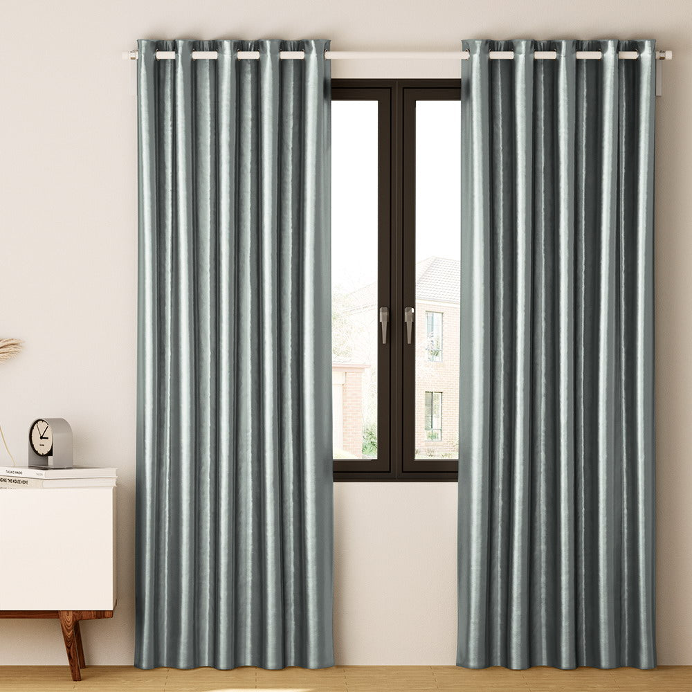 2X Blockout Curtains Eyelet 140X230Cm Grey Shine