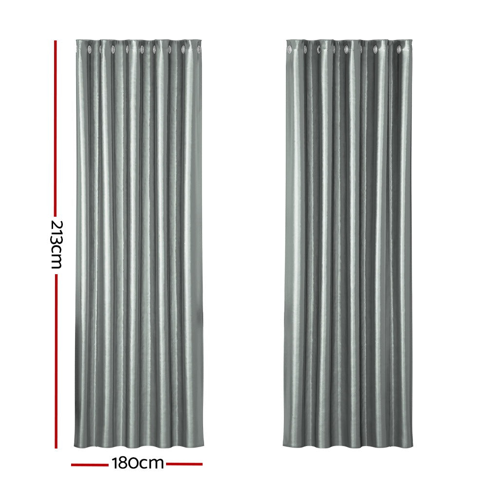 2X Blockout Curtains Blackout Window Curtain Eyelet 180x213cm