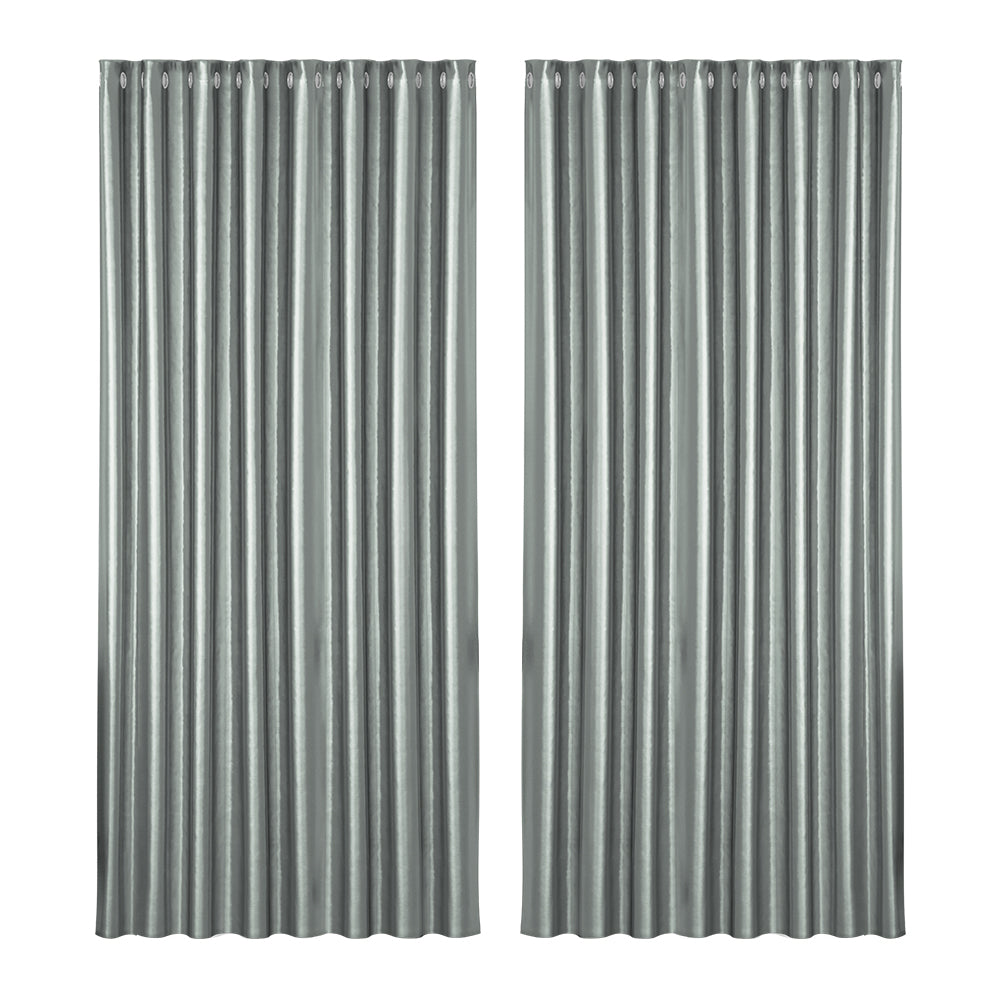 2X Blockout Curtains Eyelet 300X230Cm Grey Shine