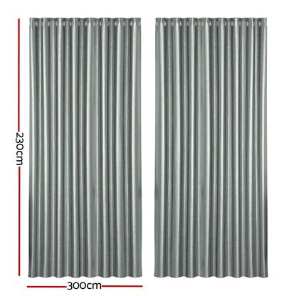2X Blockout Curtains Eyelet 300X230Cm Grey Shine