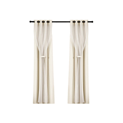 2X Blockout Sheer Curtains Beige/Black/Chracoal/Grey
