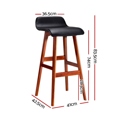 2X Bar Stools Wooden Stool Black