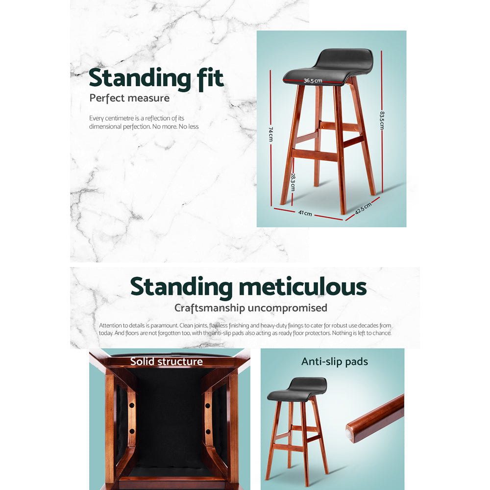 2X Bar Stools Wooden Stool Black