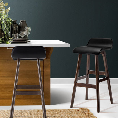 2X Bar Stools Wooden Stool Black