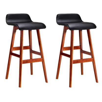 2X Bar Stools Wooden Stool Black