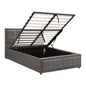 Bed Frame Double Size Gas Lift Storage Base Fabric Grey/White