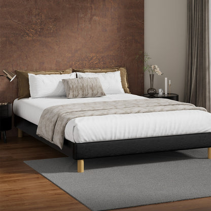 Bed Frame King & Double Size Bed Base Black Leather