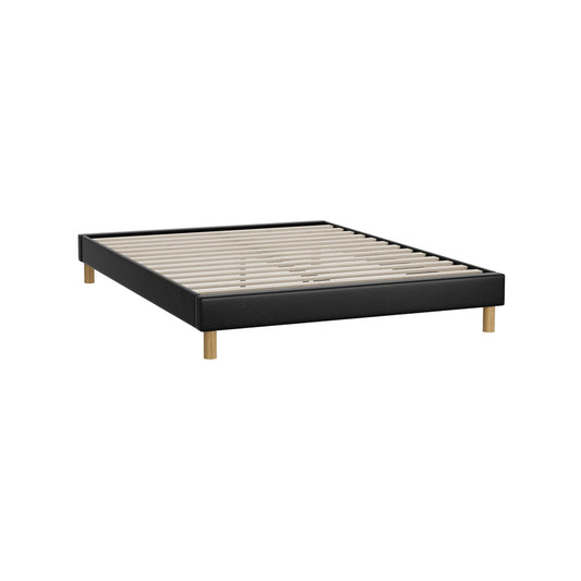 Bed Frame King & Double Size Bed Base Black Leather