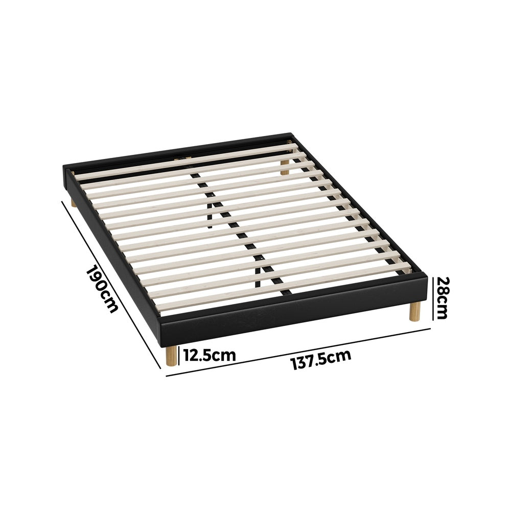 Bed Frame King & Double Size Bed Base Black Leather