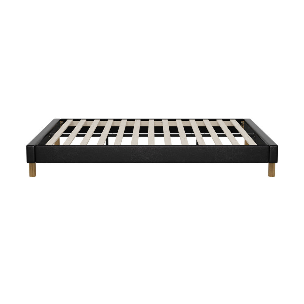 Bed Frame King & Double Size Bed Base Black Leather