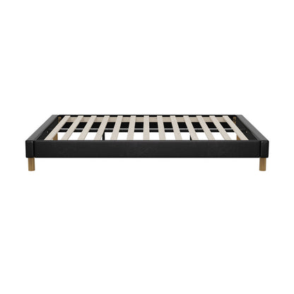 Bed Frame King & Double Size Bed Base Black Leather