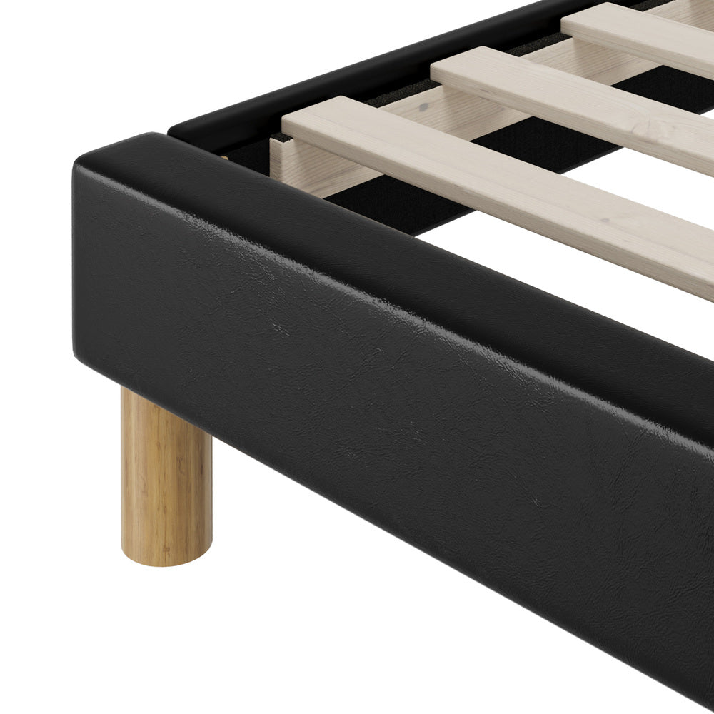Bed Frame King & Double Size Bed Base Black Leather