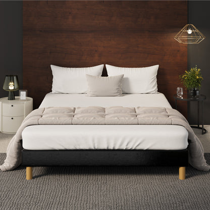 Bed Frame King & Double Size Bed Base Black Leather