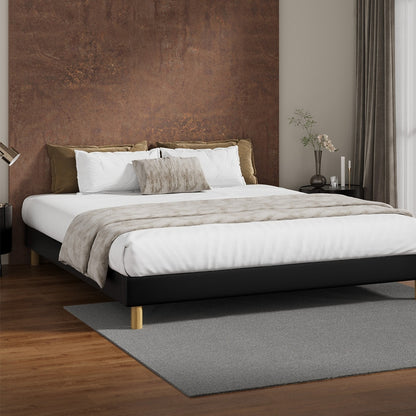 Bed Frame King & Double Size Bed Base Black Leather