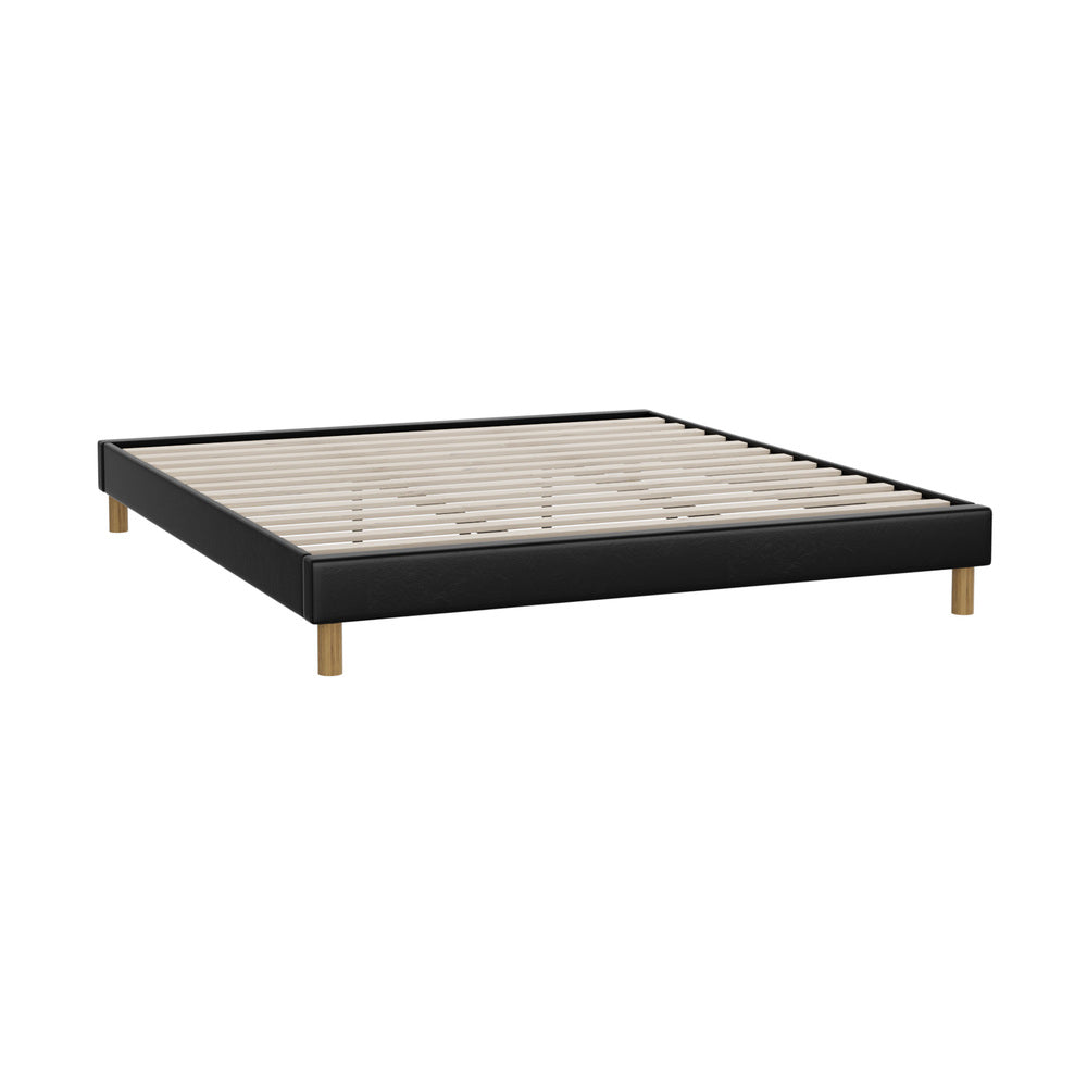 Bed Frame King & Double Size Bed Base Black Leather