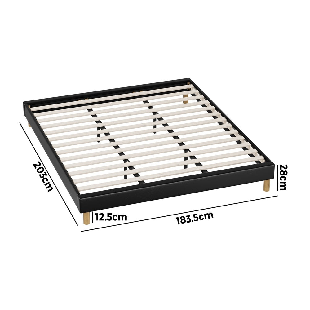 Bed Frame King & Double Size Bed Base Black Leather