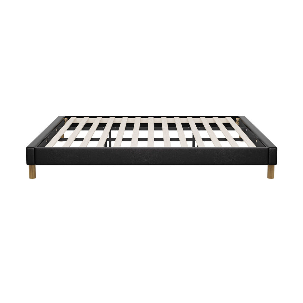 Bed Frame King & Double Size Bed Base Black Leather