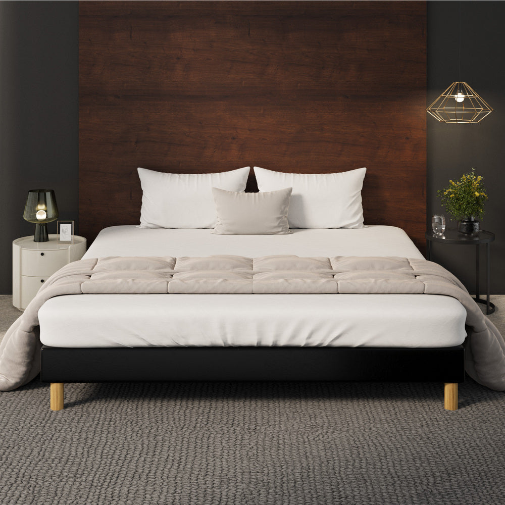 Bed Frame King & Double Size Bed Base Black Leather