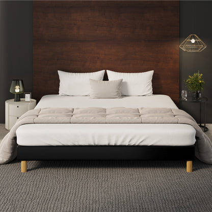 Bed Frame King & Double Size Bed Base Black Leather