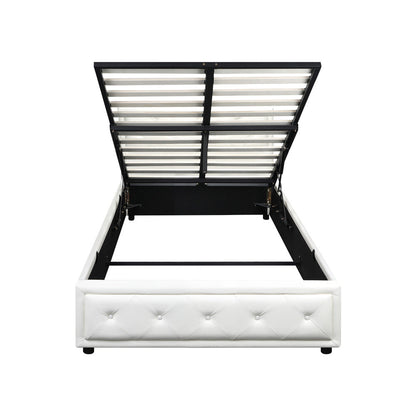 Bed Frame with Storage Space Gas Lift Bed Mattress Base White