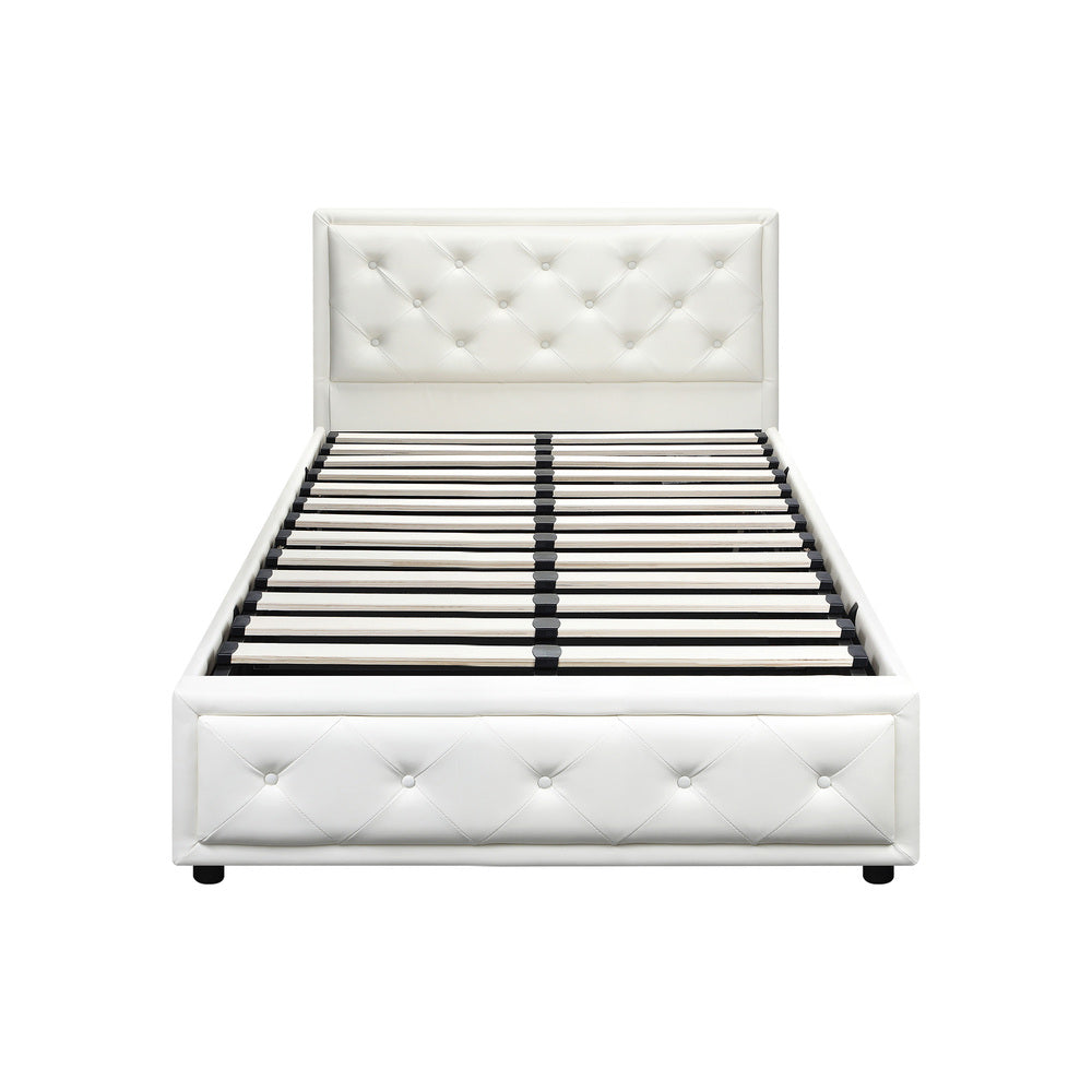 Bed Frame with Storage Space Gas Lift Bed Mattress Base White
