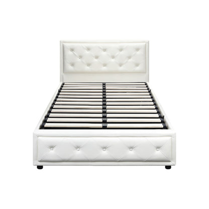 Bed Frame with Storage Space Gas Lift Bed Mattress Base White