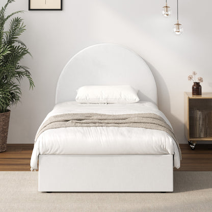 Bed Frame Double Size With Gas Lift Base PU Leather White