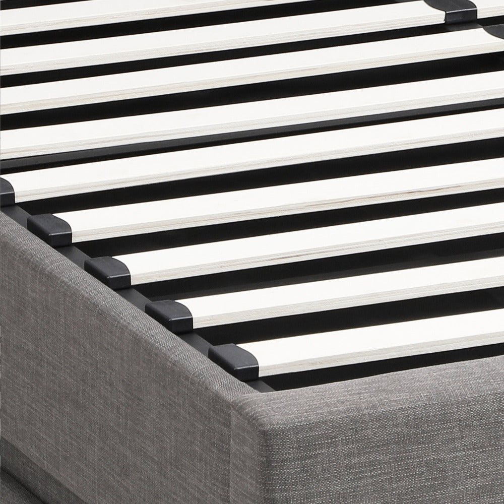 Queen Bed Frame LED Mattress Base with Gas Lift and Storage Space Grey