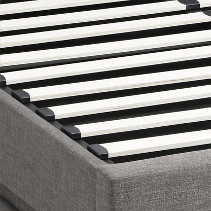 Queen Bed Frame LED Mattress Base with Gas Lift and Storage Space Grey
