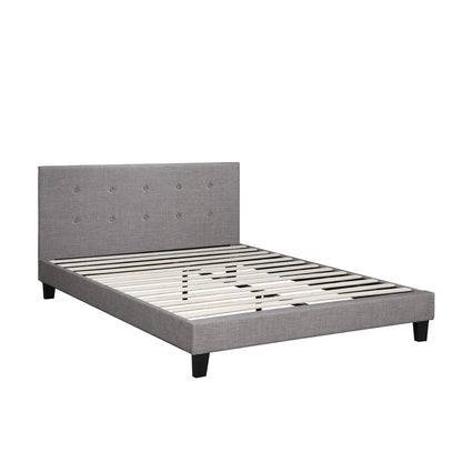 Bed Frame Double Size White Boucle
