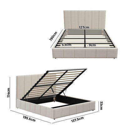 Bed Frame Queen Size Gas Lift Storage Base VISH