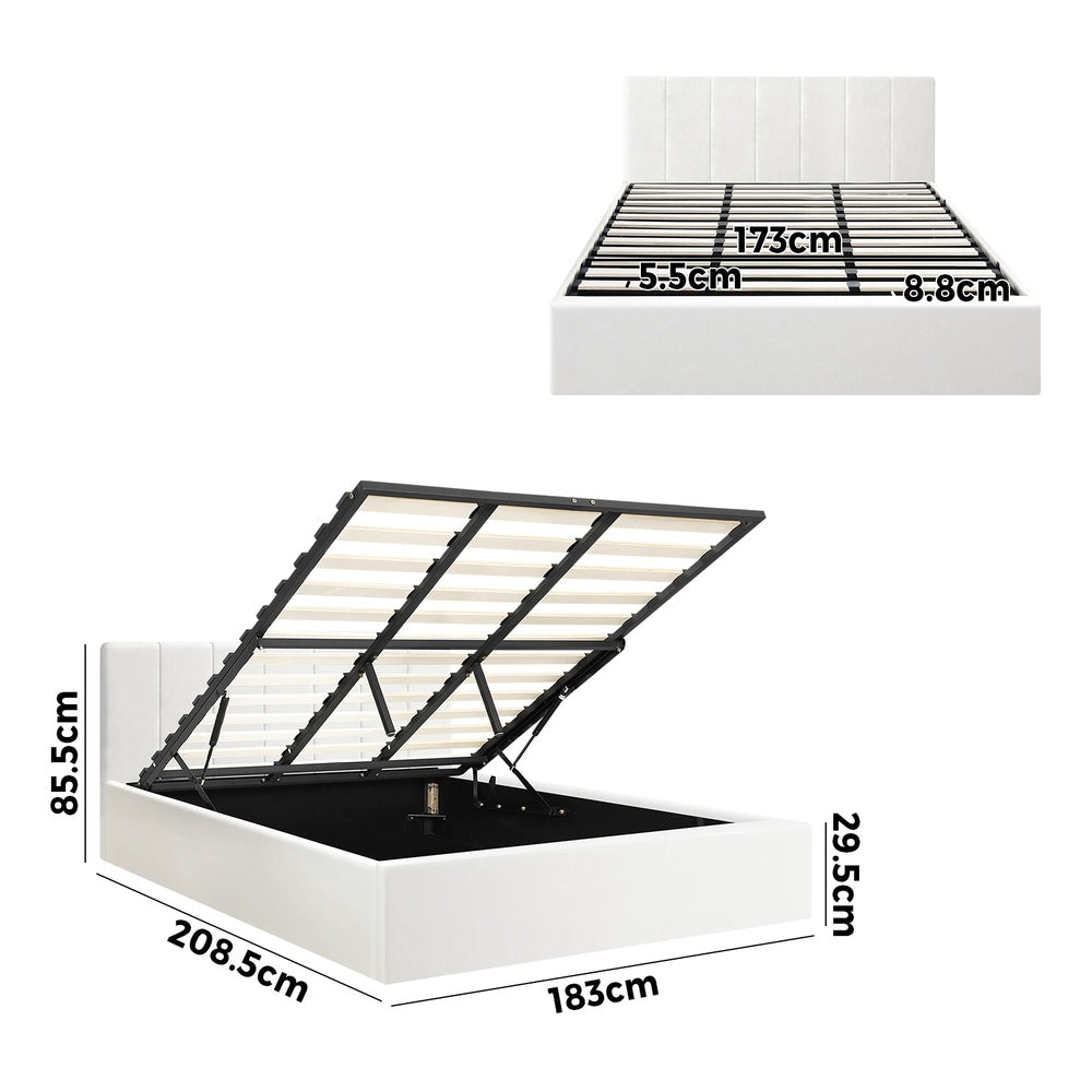 Bed Frame Double/King/King Single/Queen/Single Size Gas Lift Base PU Leather ZOE