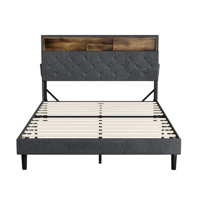 Bed Frame with LED Storage Bedhead Queen Size NOVI