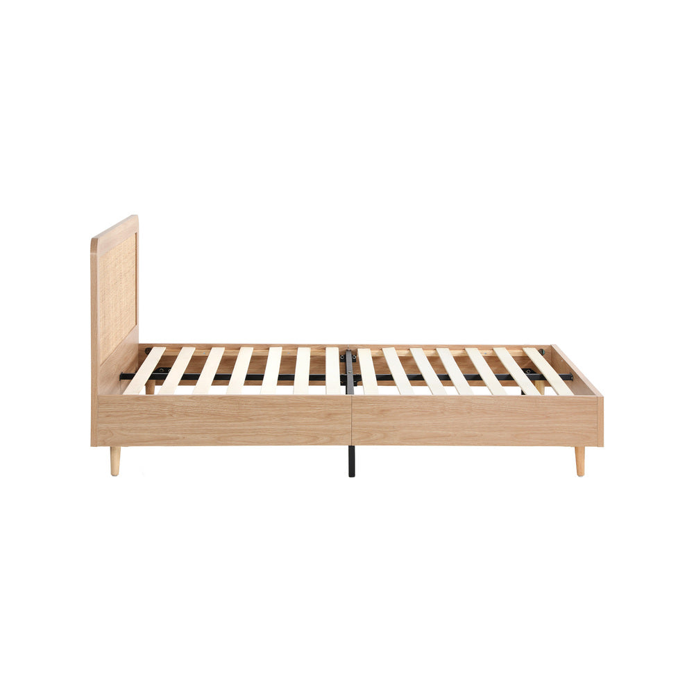 Bed Frame Wooden Bed Frame Rattan Headboard
