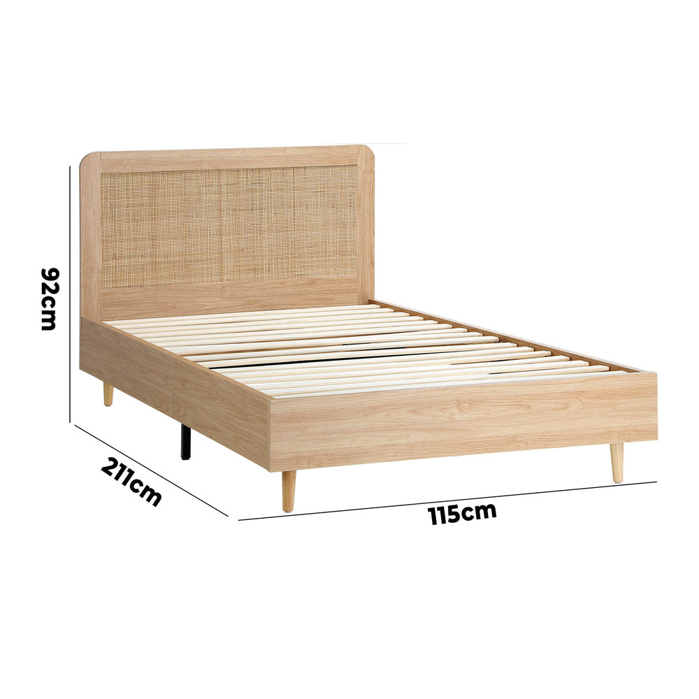 Bed Frame Wooden Bed Frame Rattan Headboard