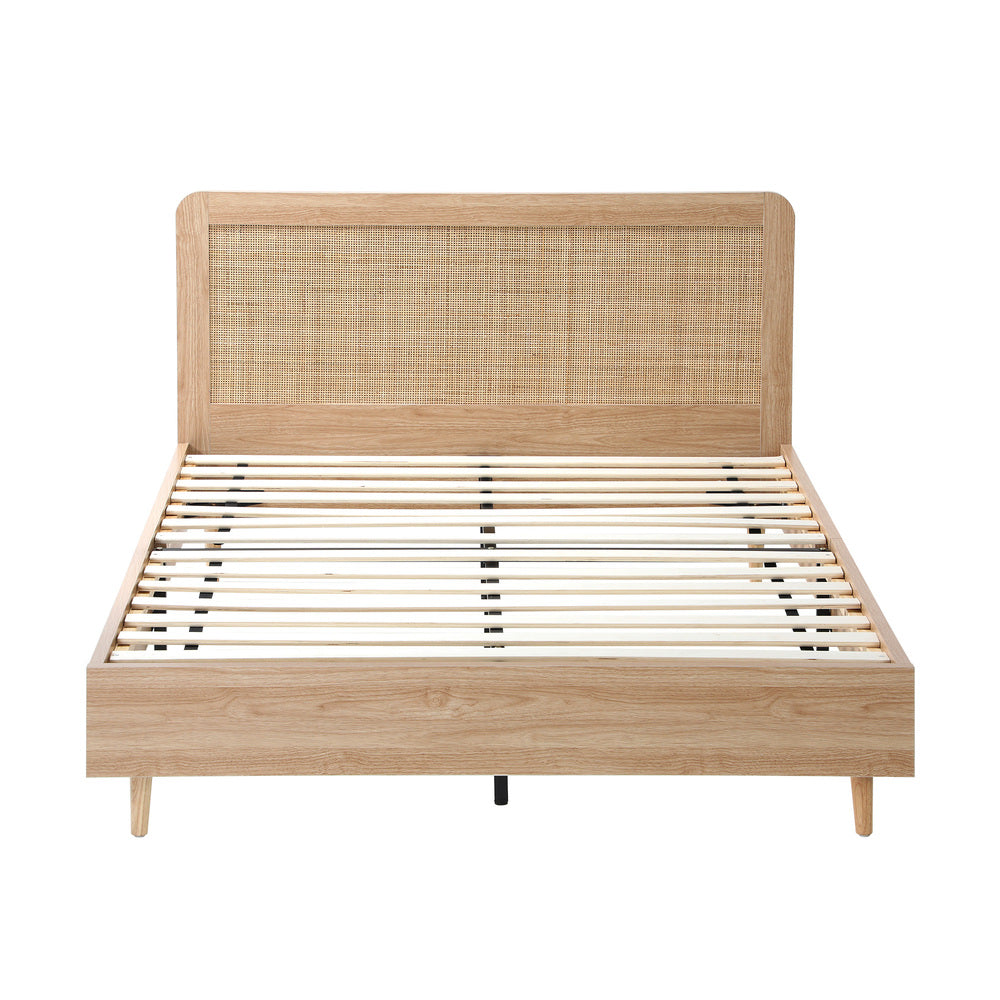 Bed Frame Wooden Bed Frame Rattan Headboard