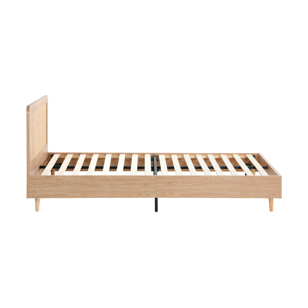 Bed Frame Wooden Bed Frame Rattan Headboard