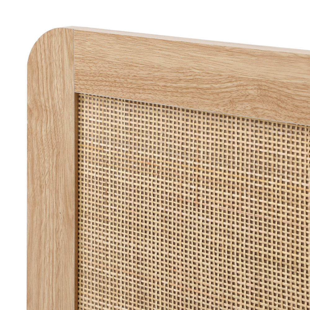 Bed Frame Wooden Bed Frame Rattan Headboard