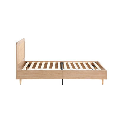 Bed Frame Wooden Bed Frame Rattan Headboard