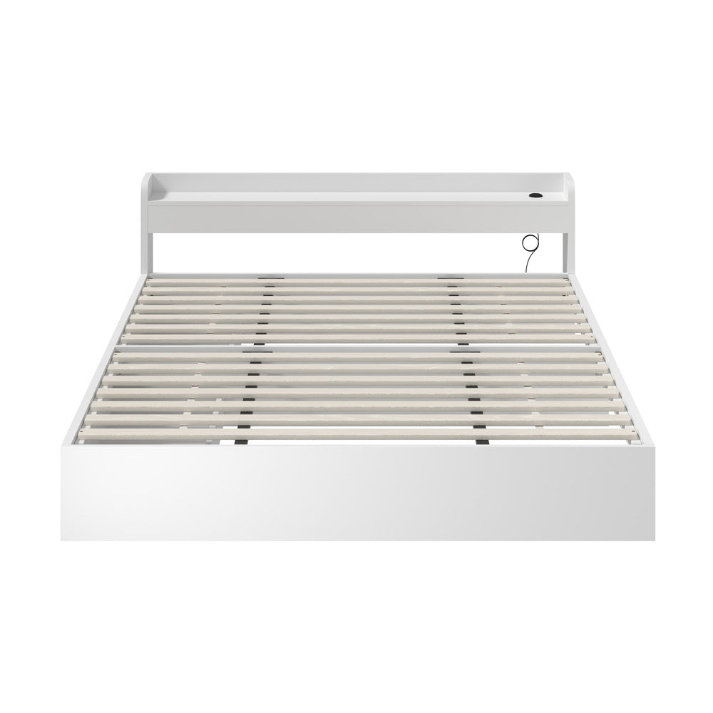 Single Queen King & Double Bed Frame with USB Charging Ports & 2 Storage Drawers Bedroom Furniture